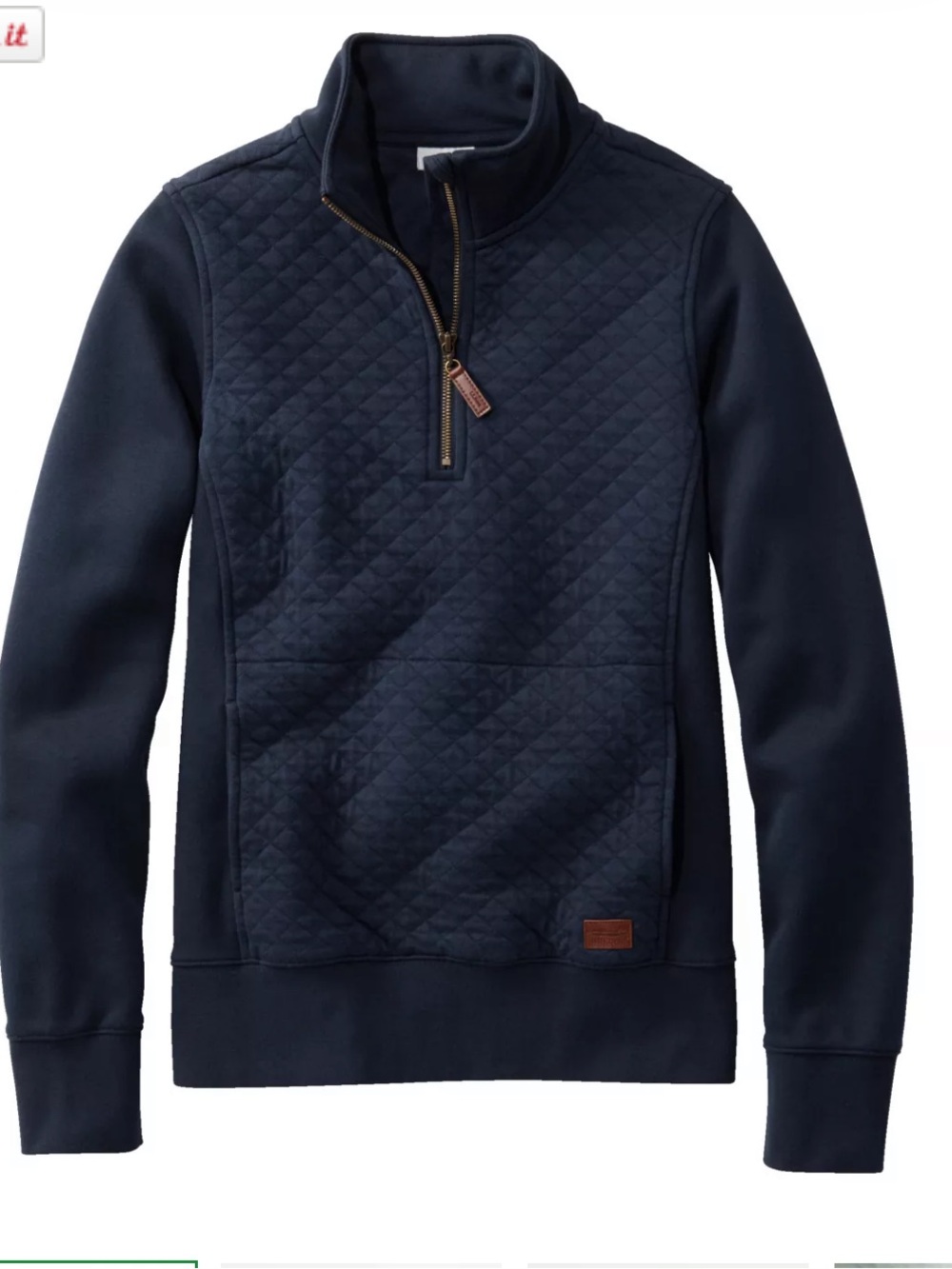 LL Bean Women's Quilted Quarter-Zip Pullover XS